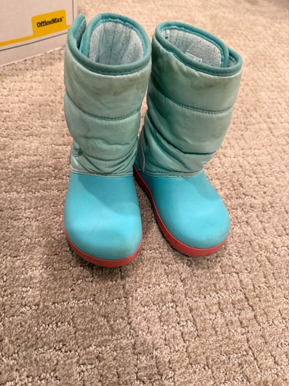 CROCS Kids Aqua Blue Teal Winter Boots with Coral Soles